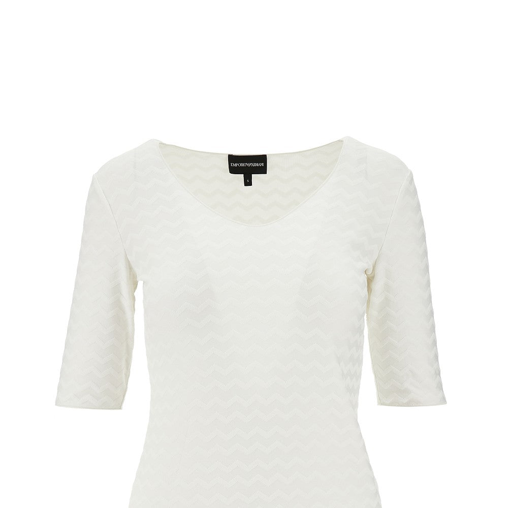 Jacquard stretch jersey T-shirt