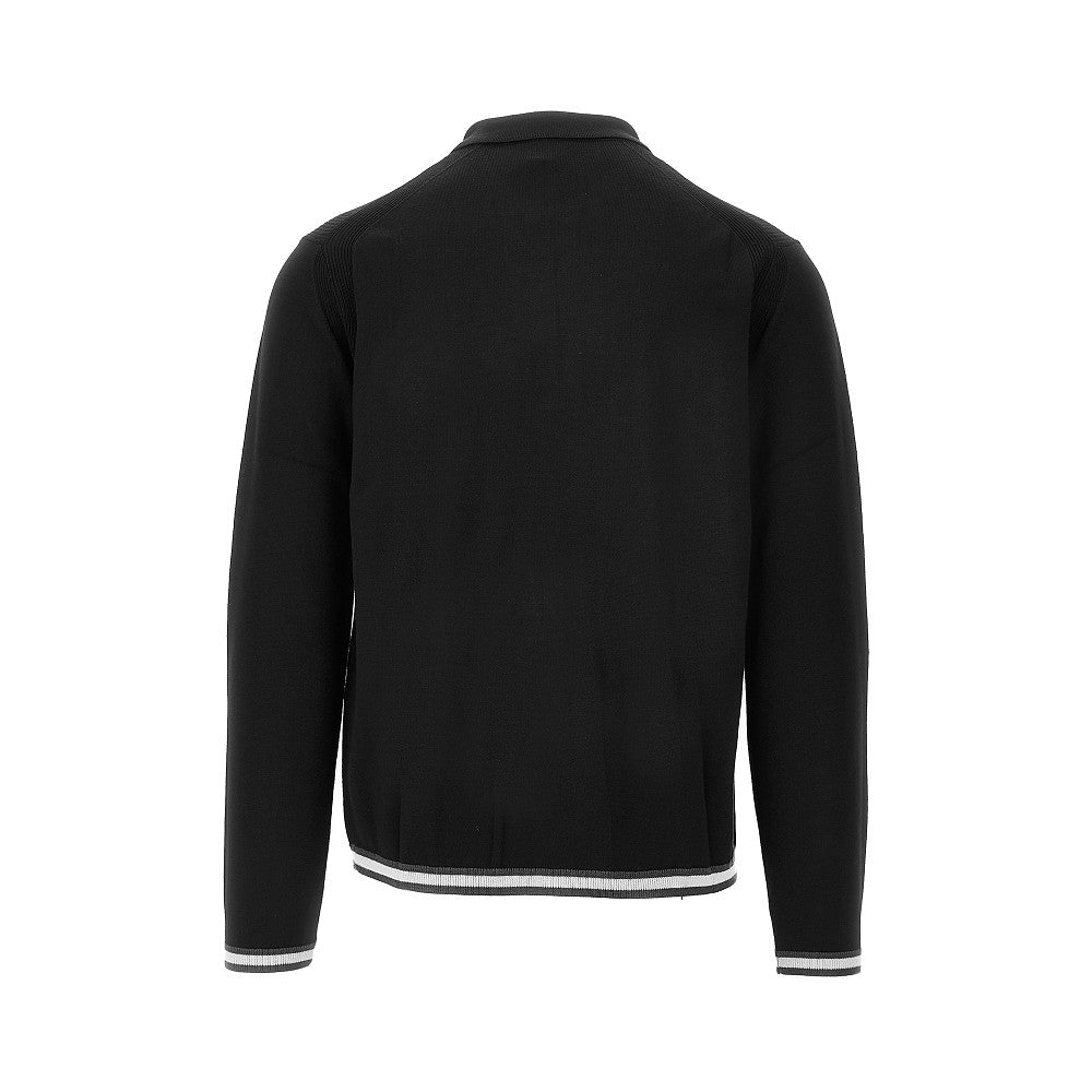 Virgin wool zip polo sweater