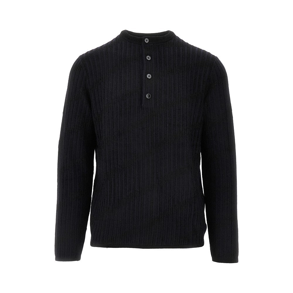Pullover serafino in misto lana jacquard