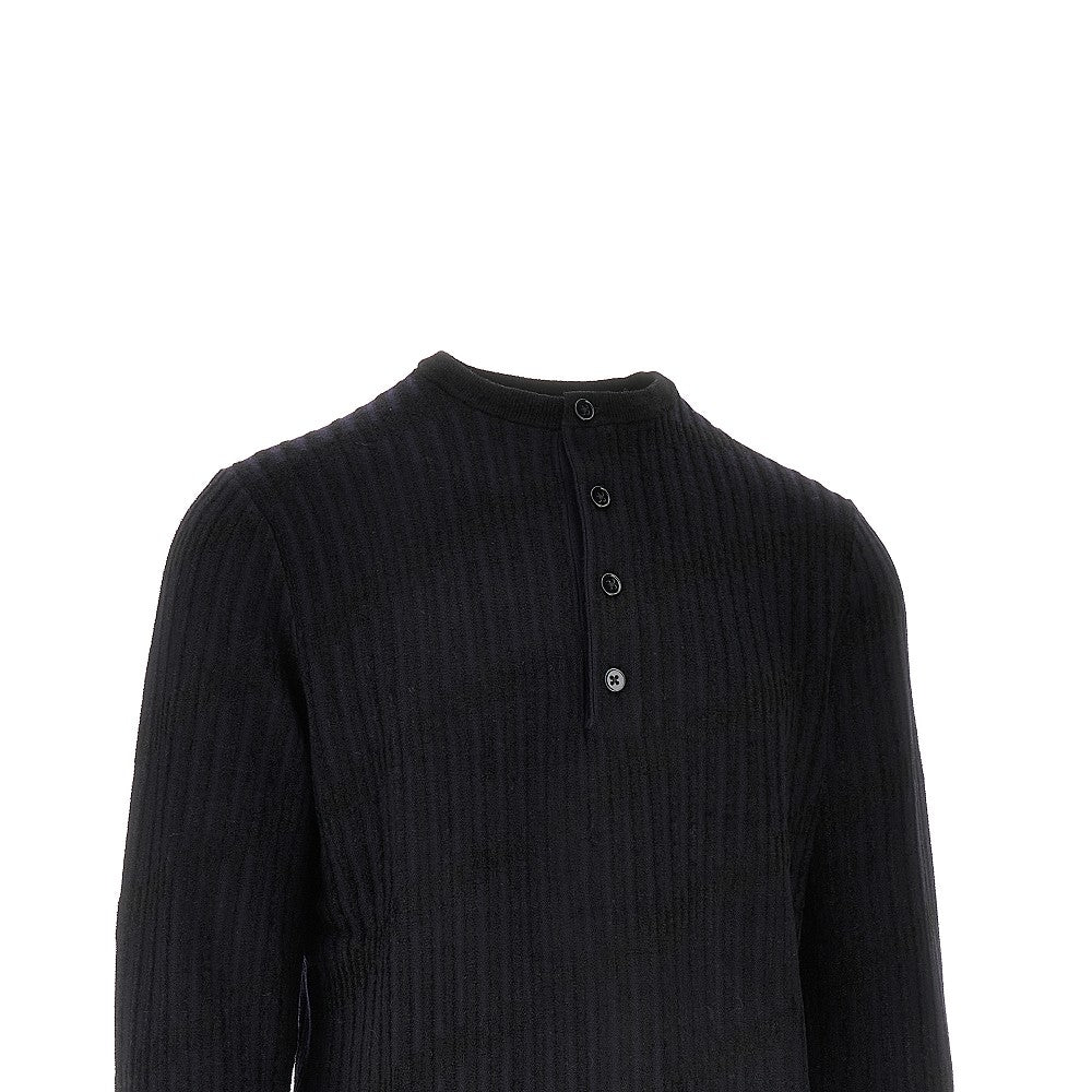 Jacquard wool blend serafino sweater
