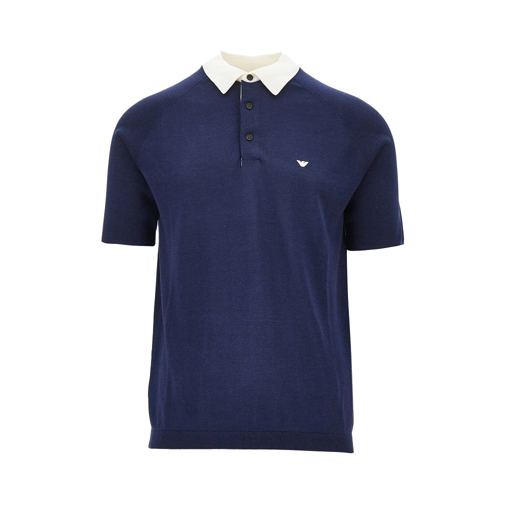 Polo in maglia con colletto a contrasto
