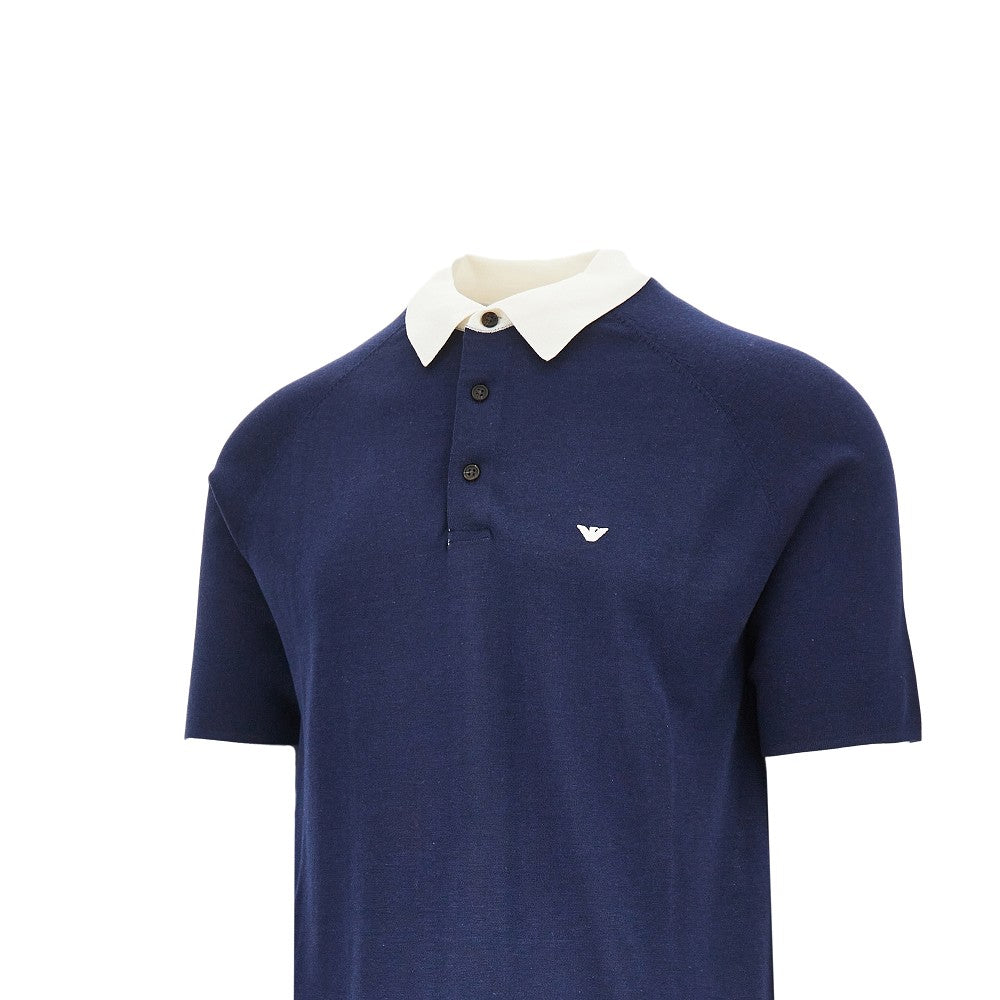 Polo in maglia con colletto a contrasto
