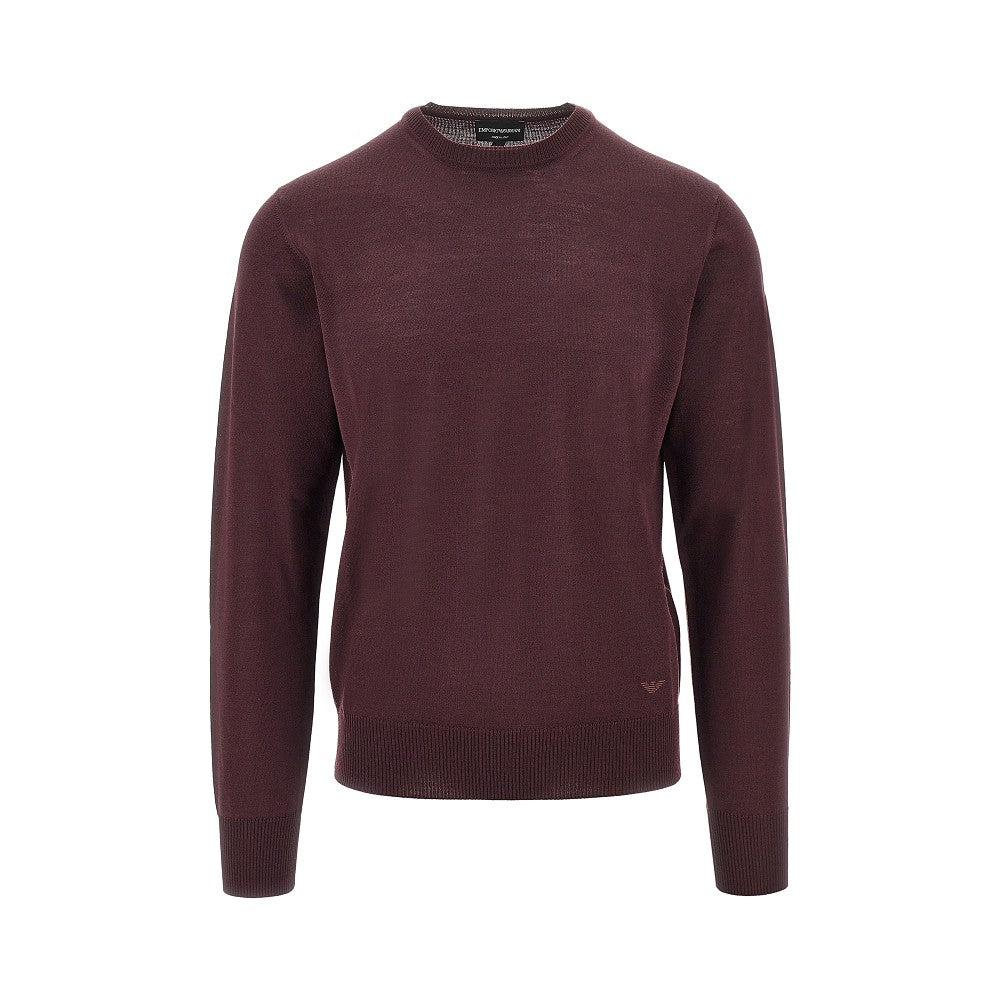 Pullover in lana vergine con ricamo Eagle