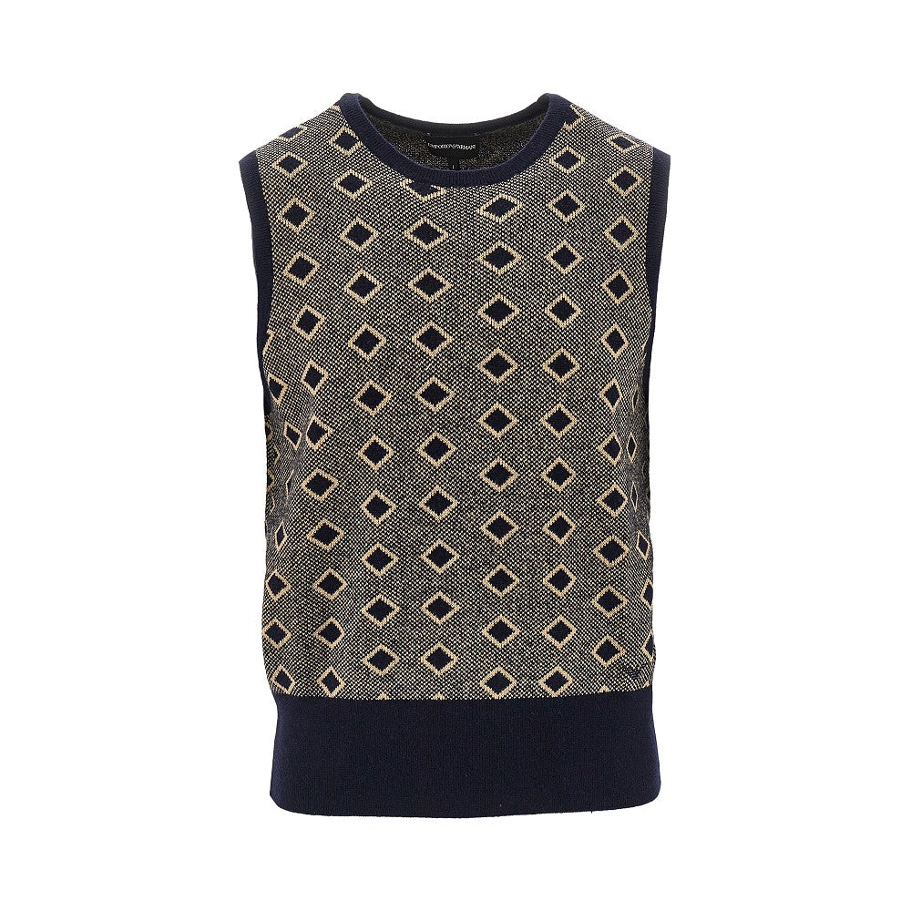 Cashmere and wool vest with diamonds motif