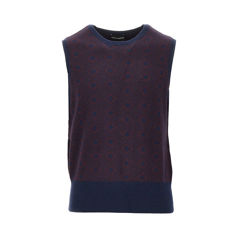 Cashmere and wool vest with diamonds motif