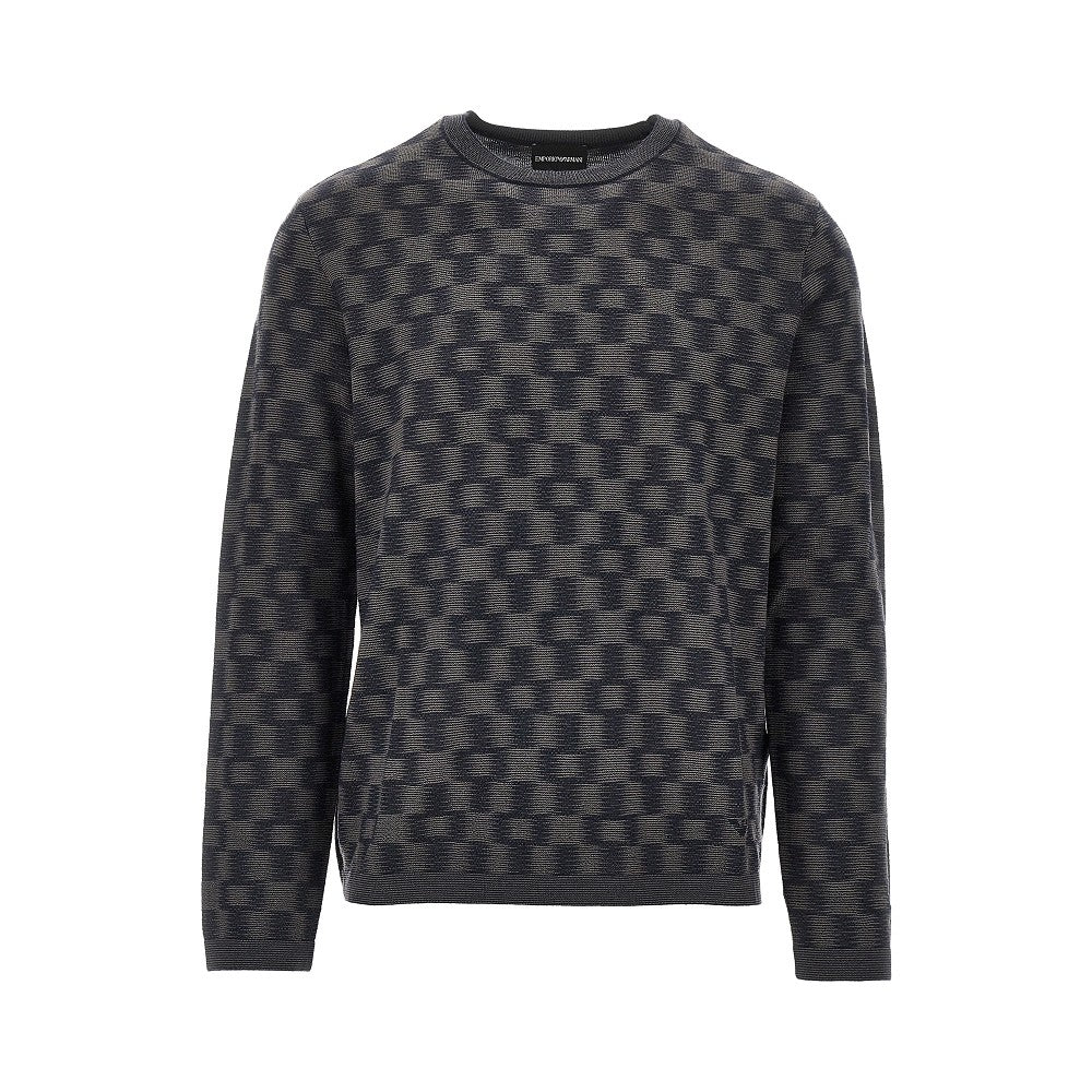 Virgin wool sweater with Check motif