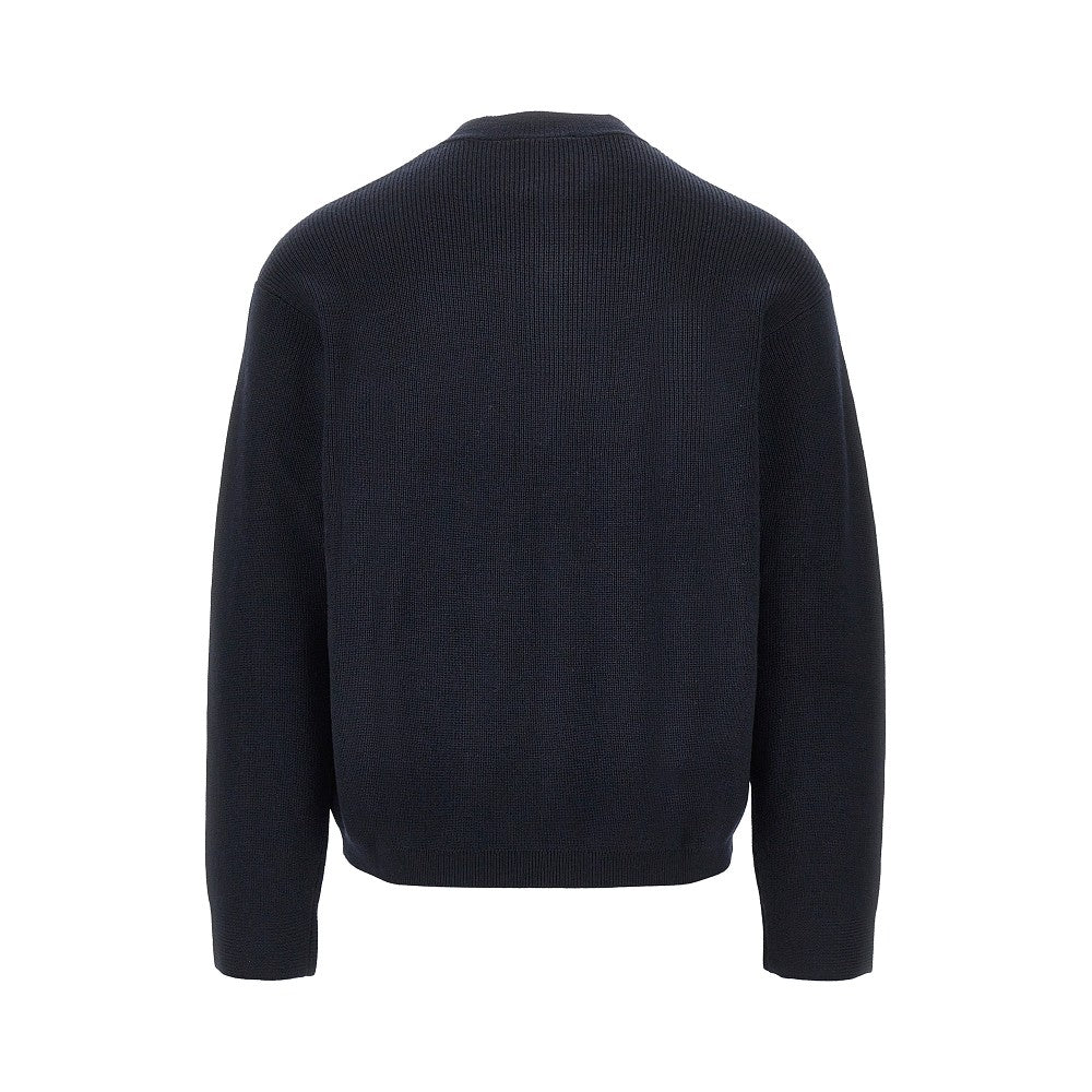 Cardigan girocollo in lana e cotone