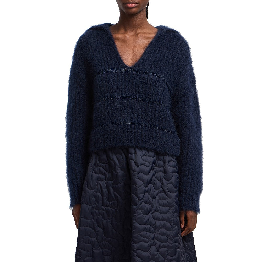 Mohair wool-blend knitted sweater