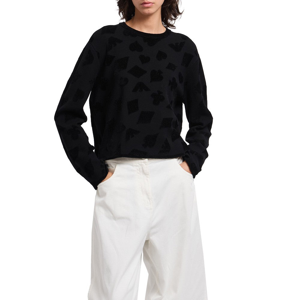 Viscose-blend stretch knitted sweater