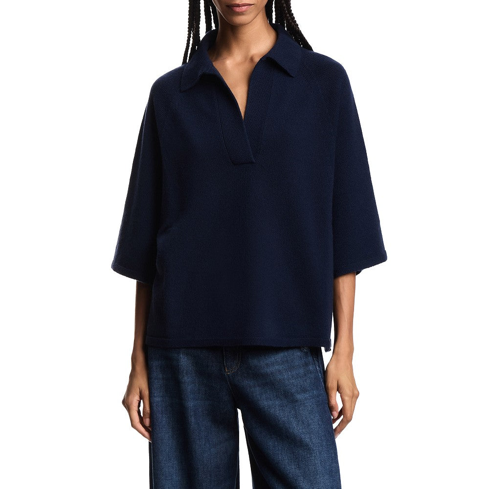 Pullover polo in lana e cachemire