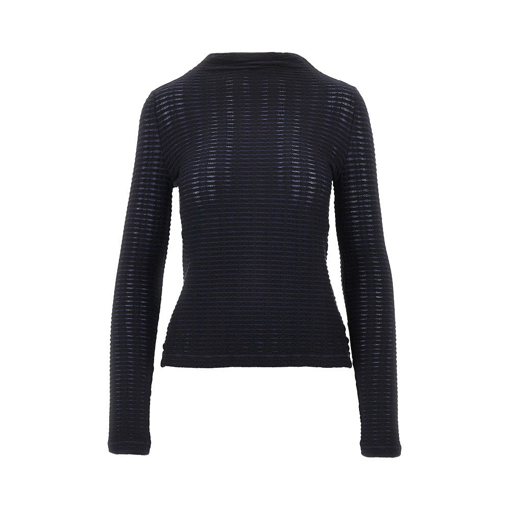 Striped jacquard jersey top