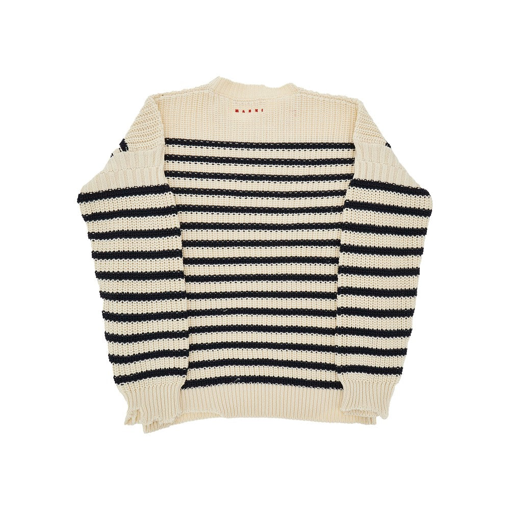 Pullover a righe con effetto sdrucito
