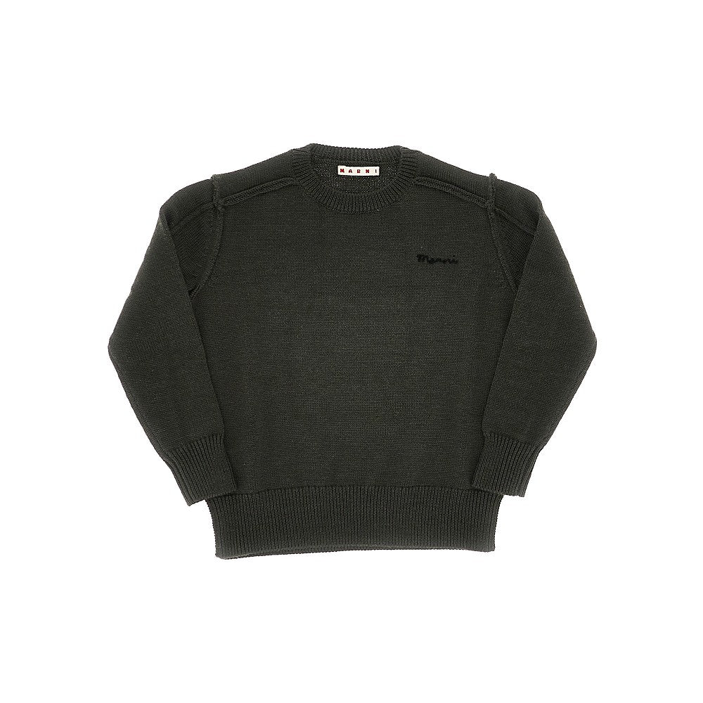 Pullover in misto lana con logo ricamato