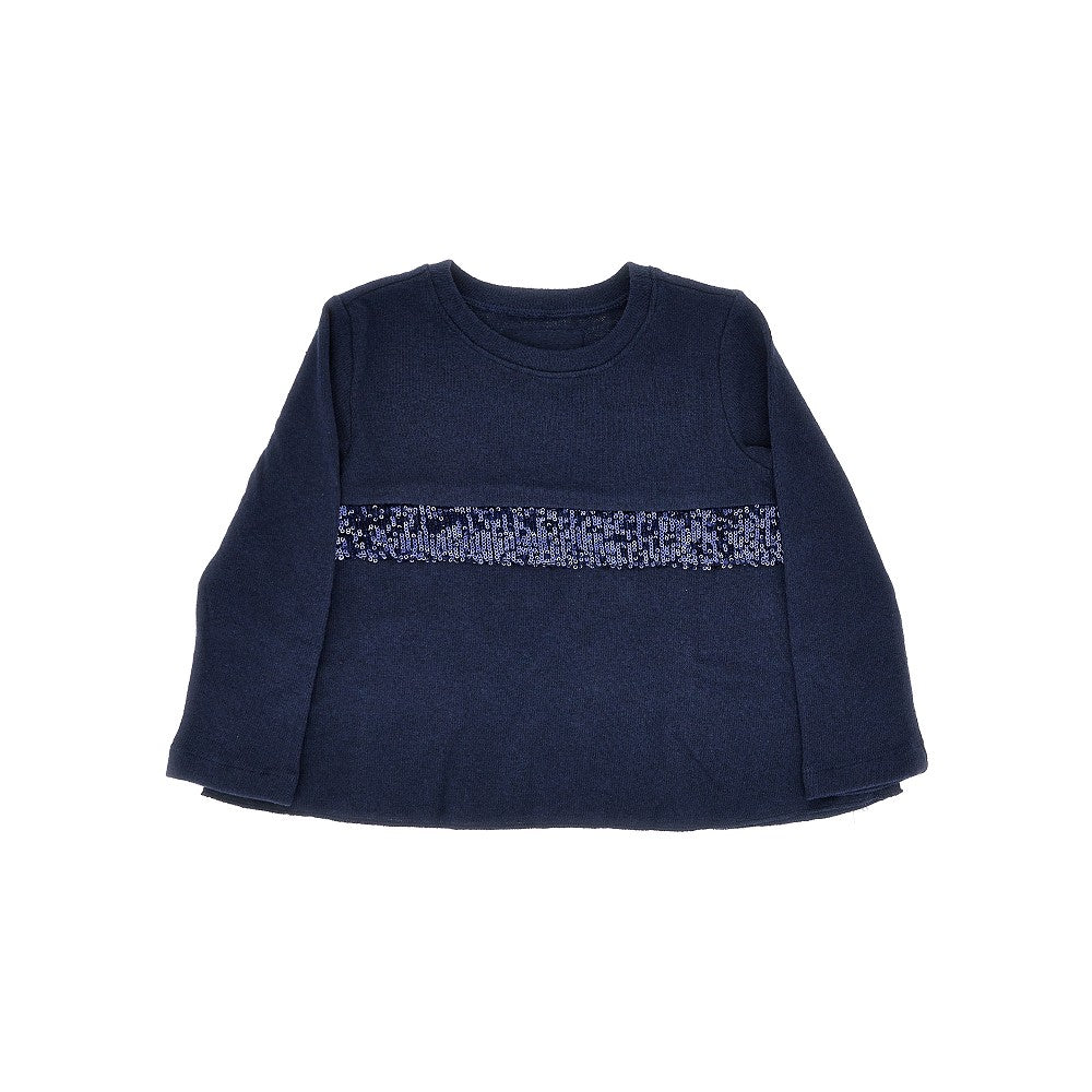 Top in jersey con ricamo in paillettes
