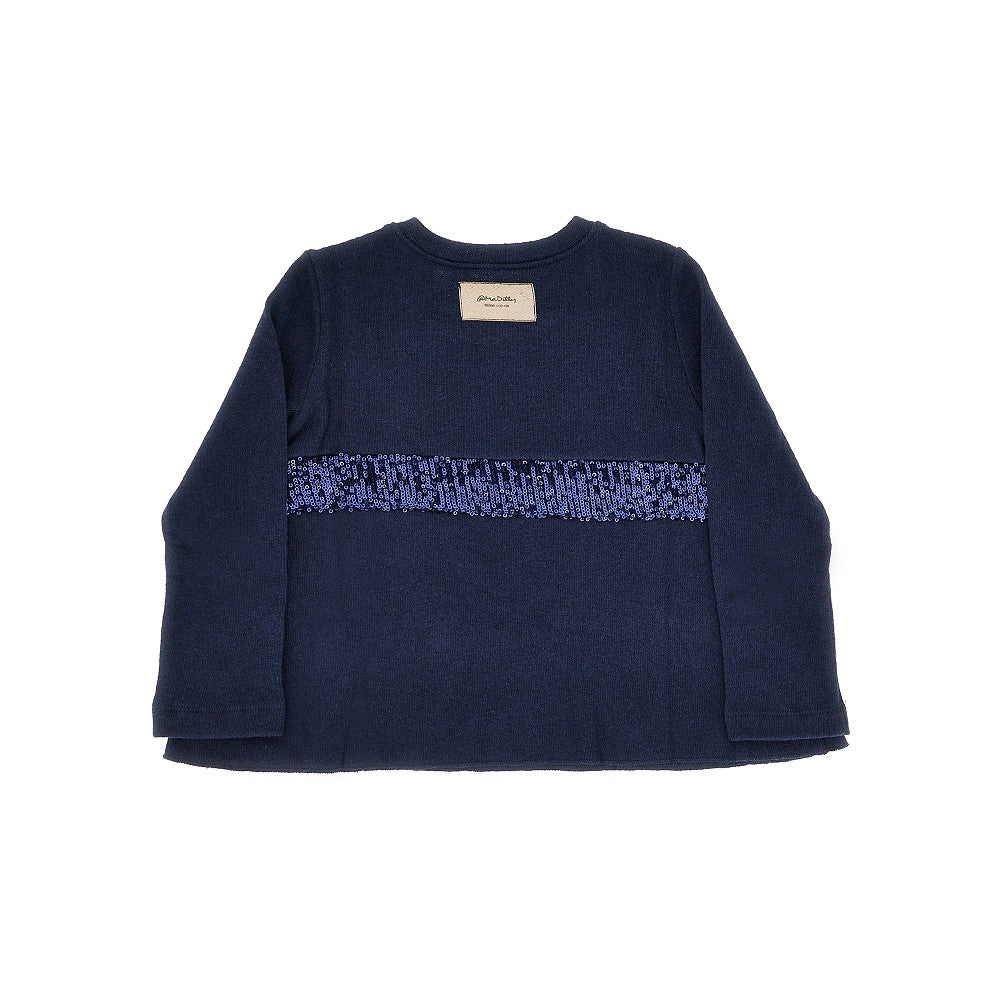 Top in jersey con ricamo in paillettes