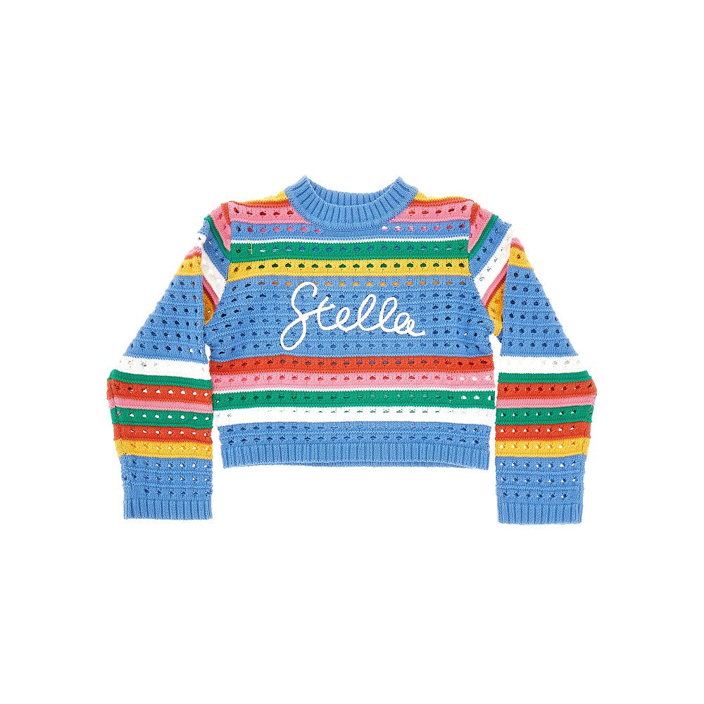 Cotton multicoloured openworked sweater