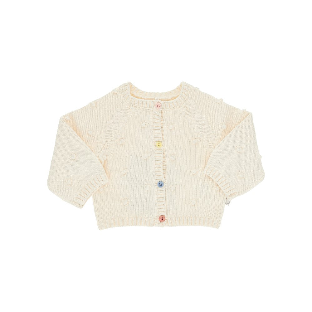 Cardigan in cotone e lana con pois in rilievo