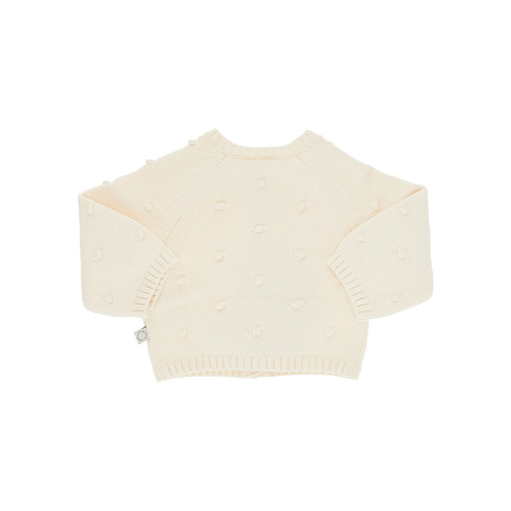 Cardigan in cotone e lana con pois in rilievo