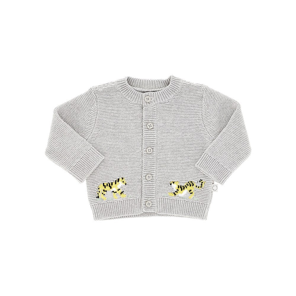Cardigan in cotone con intarsi tigre