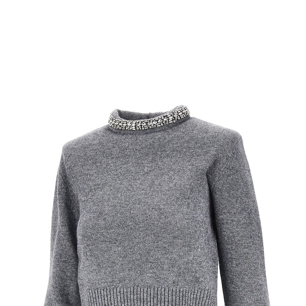 Pullover girocollo in maglia con cristalli