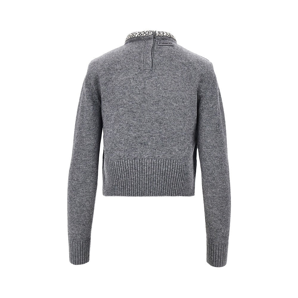 Pullover girocollo in maglia con cristalli