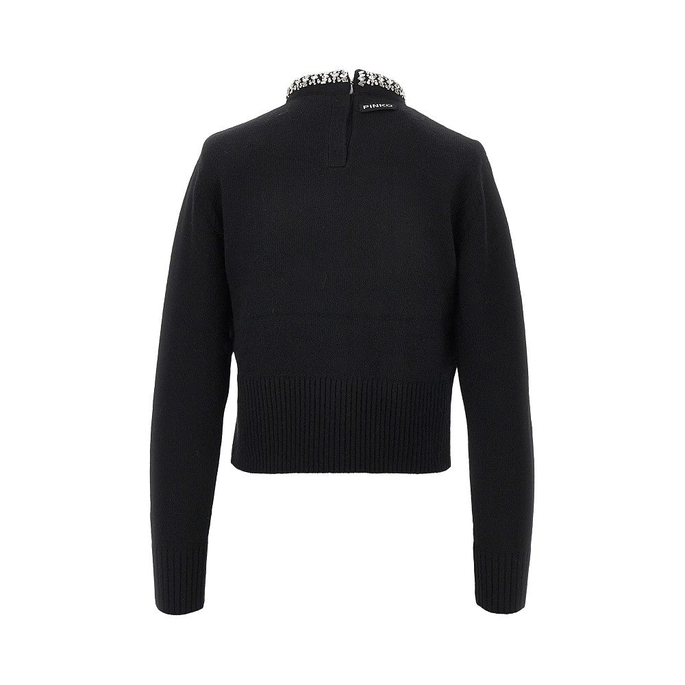 Pullover girocollo in maglia con cristalli
