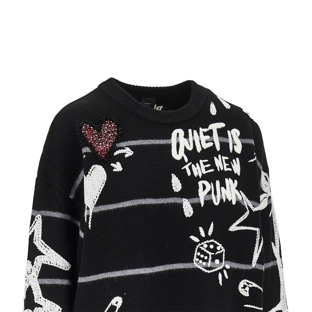 Pullover in lana 'Quiet Is The New Punk'