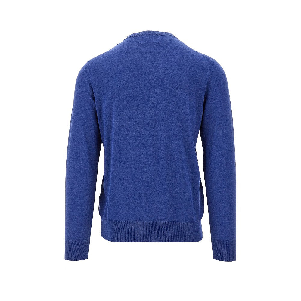 Pullover girocollo in cotone e seta