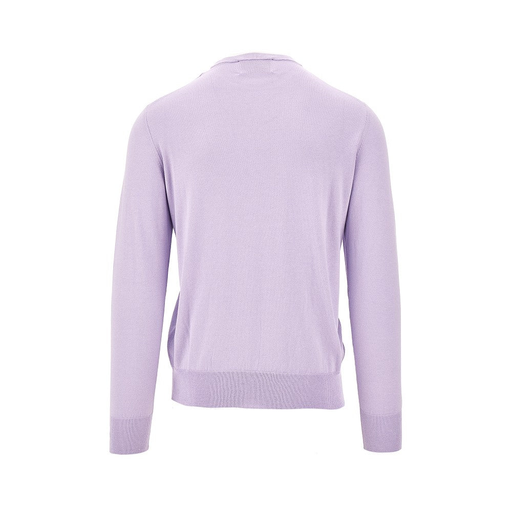 Pullover girocollo in cotone e seta