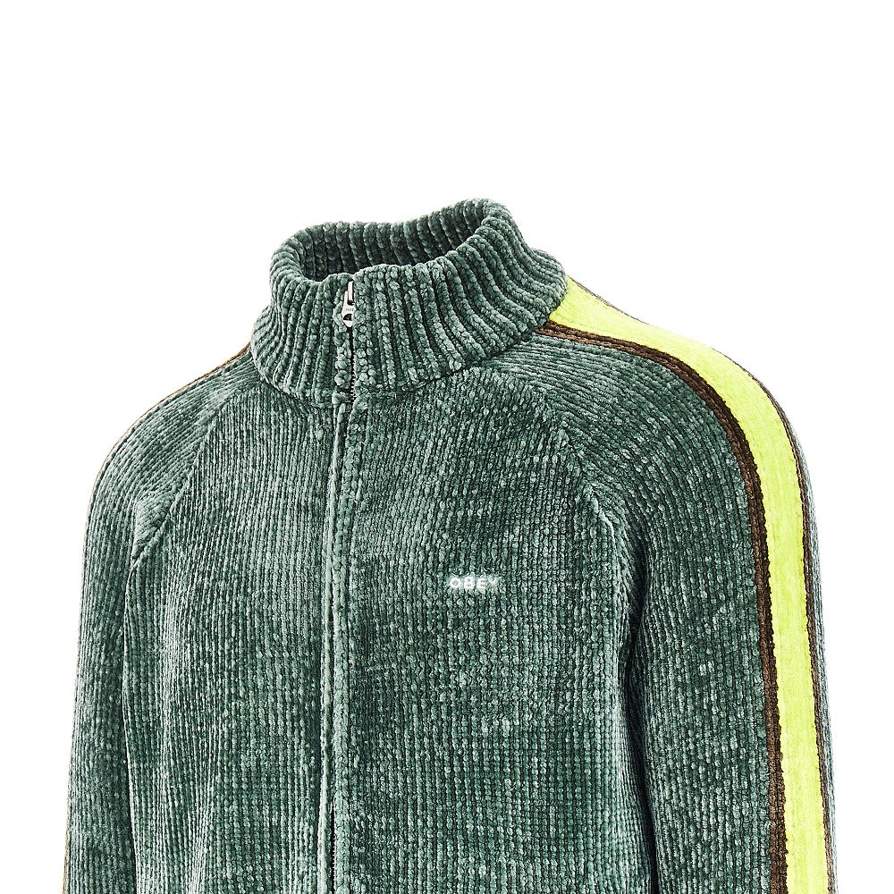 Chenille cardigan with logo embroidery