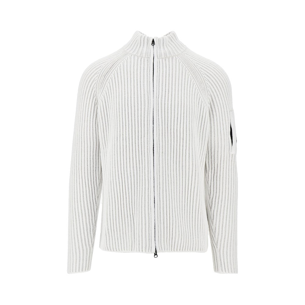 Cardigan full-zip in misto lana a coste