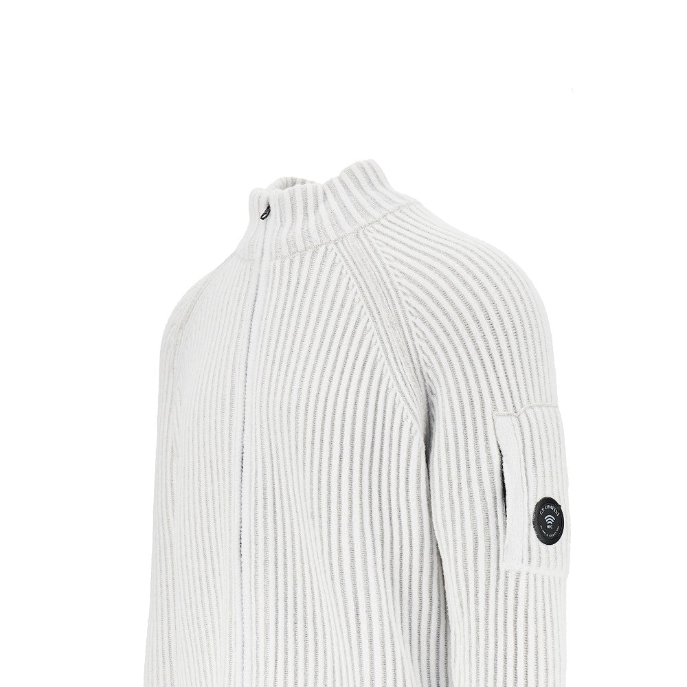 Cardigan full-zip in misto lana a coste