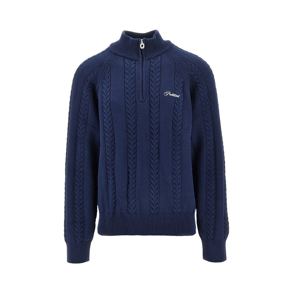Cable knit quarter zip sweater