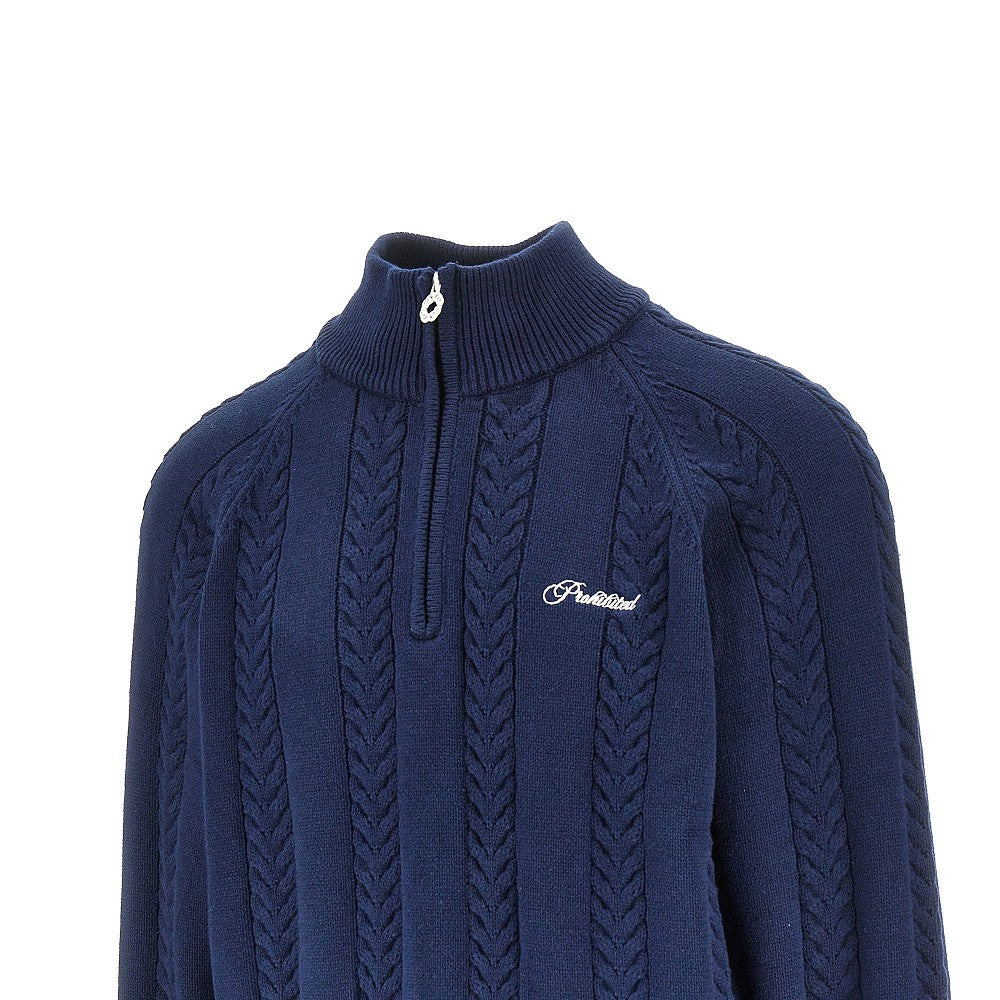 Cable knit quarter zip sweater