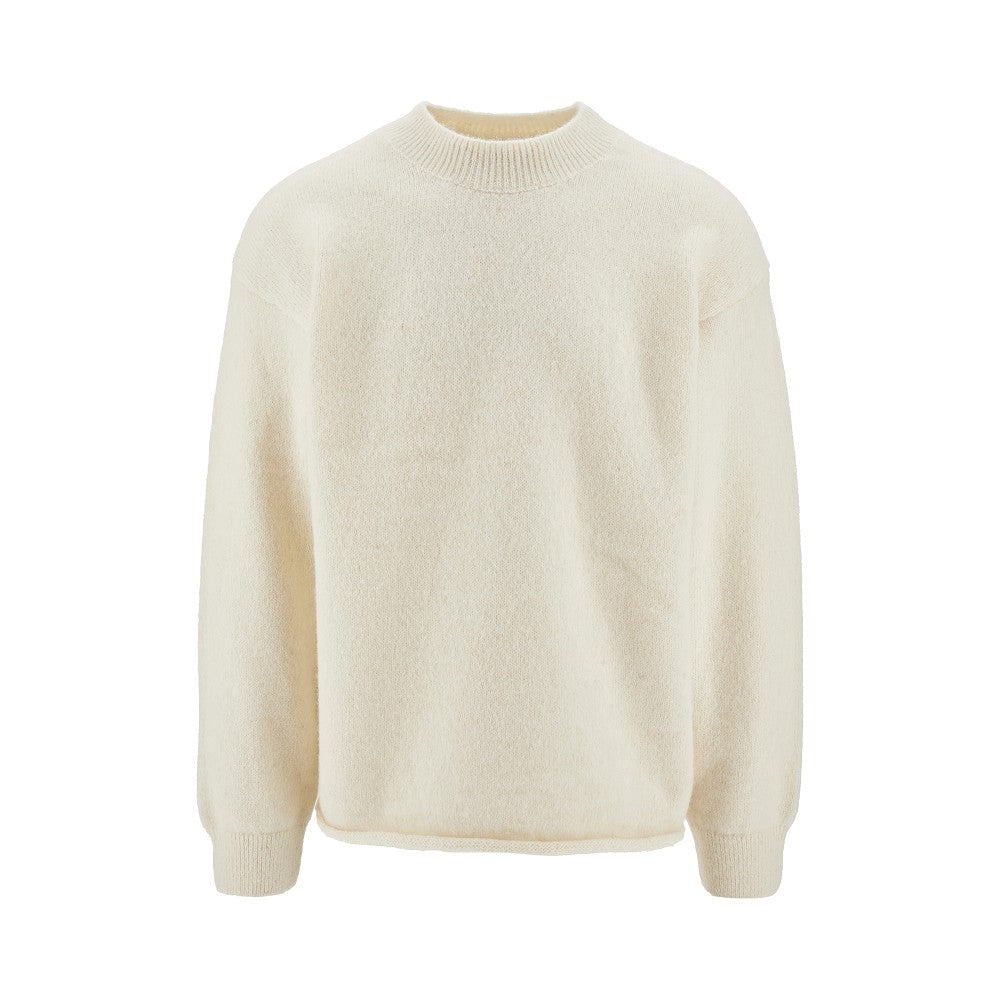 Alpaca-blend sweater with logo inlay