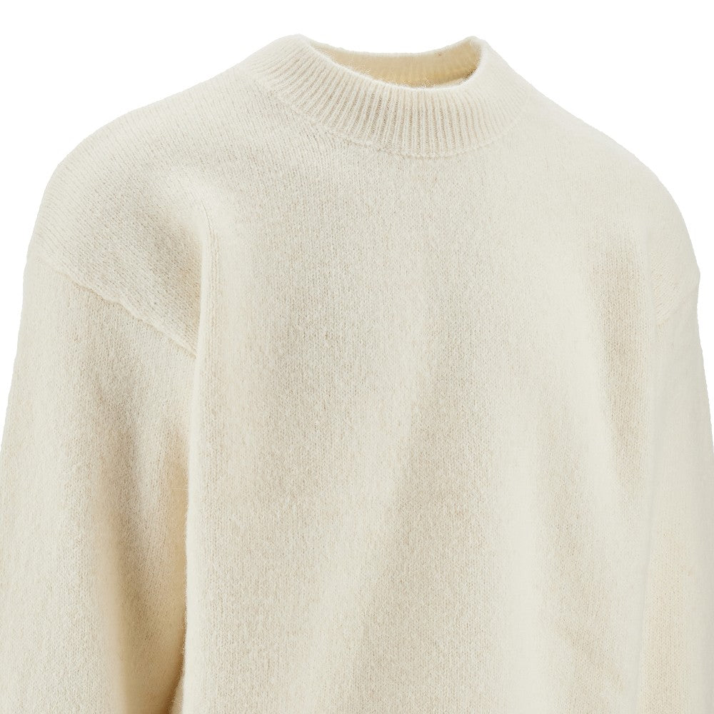 Alpaca-blend sweater with logo inlay