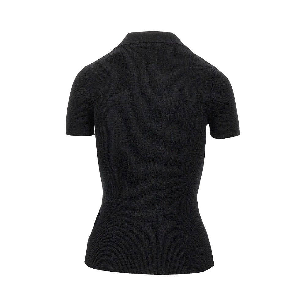 Ribbed wool polo shirt