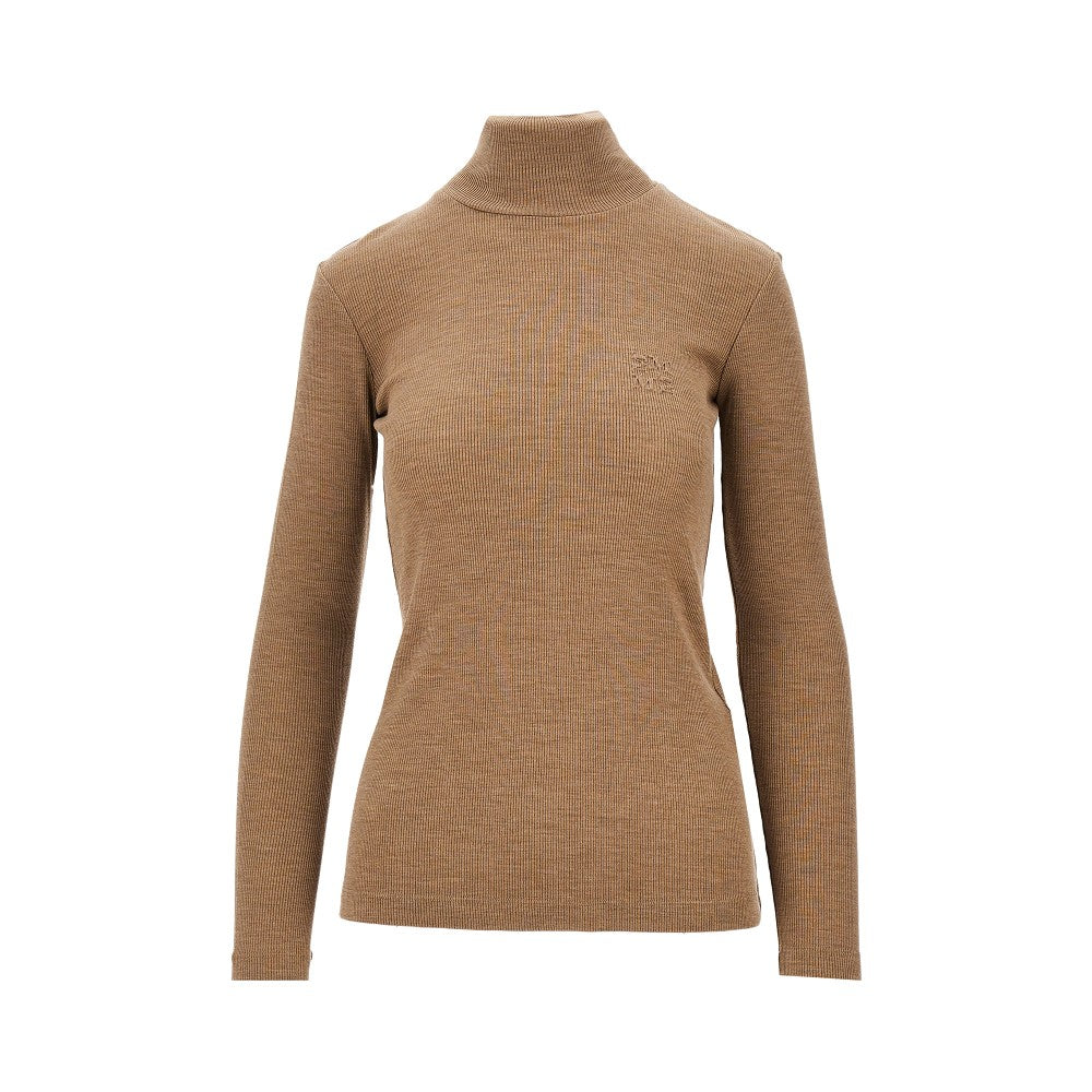 Wool jersey turtleneck top