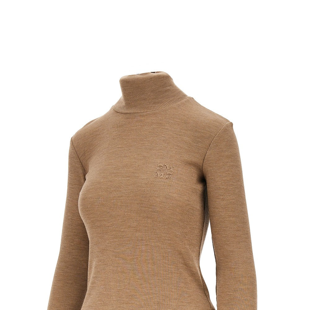 Wool jersey turtleneck top