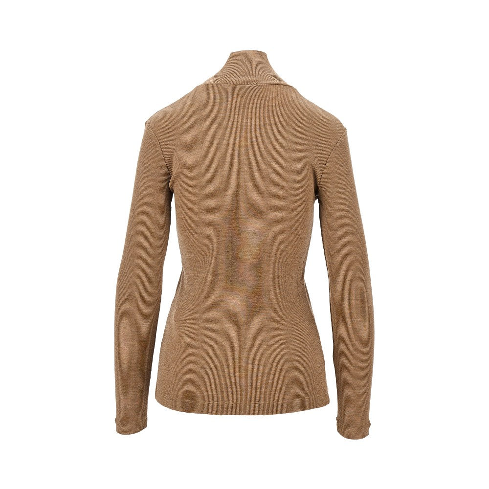 Wool jersey turtleneck top