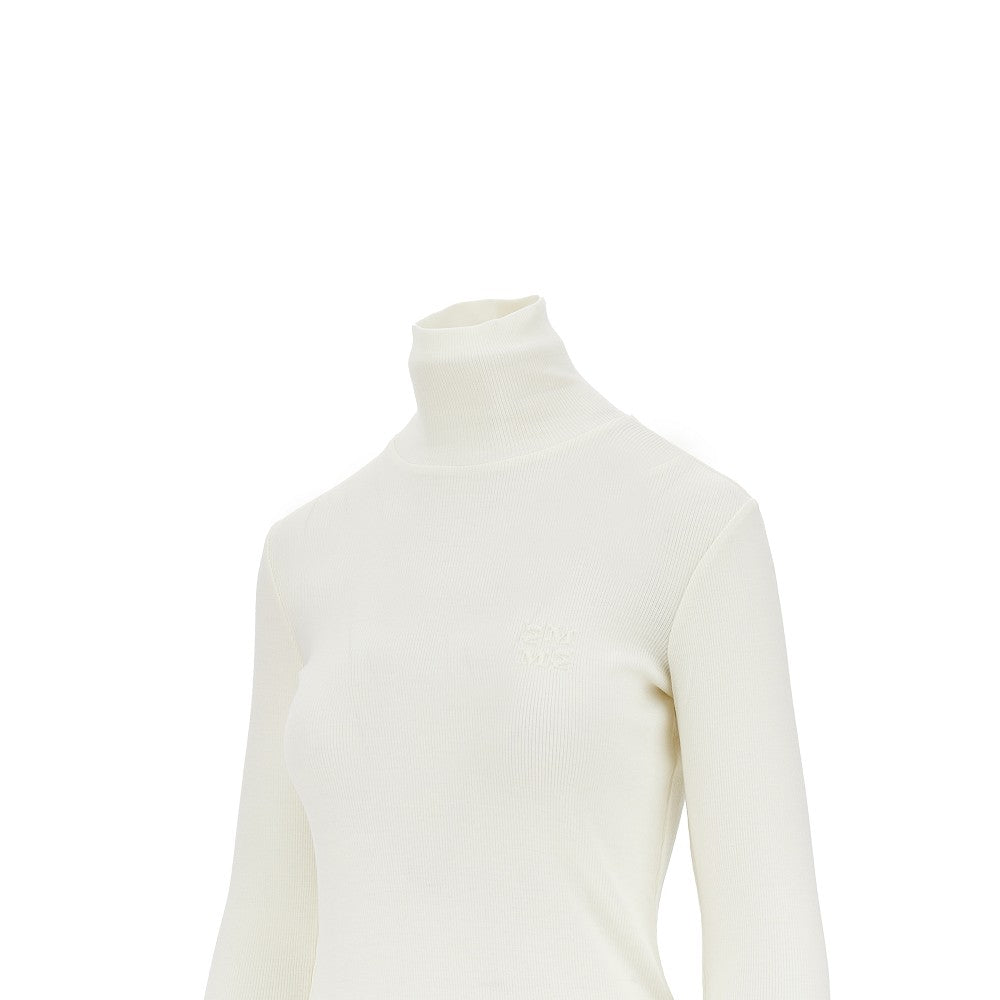 Wool jersey turtleneck top