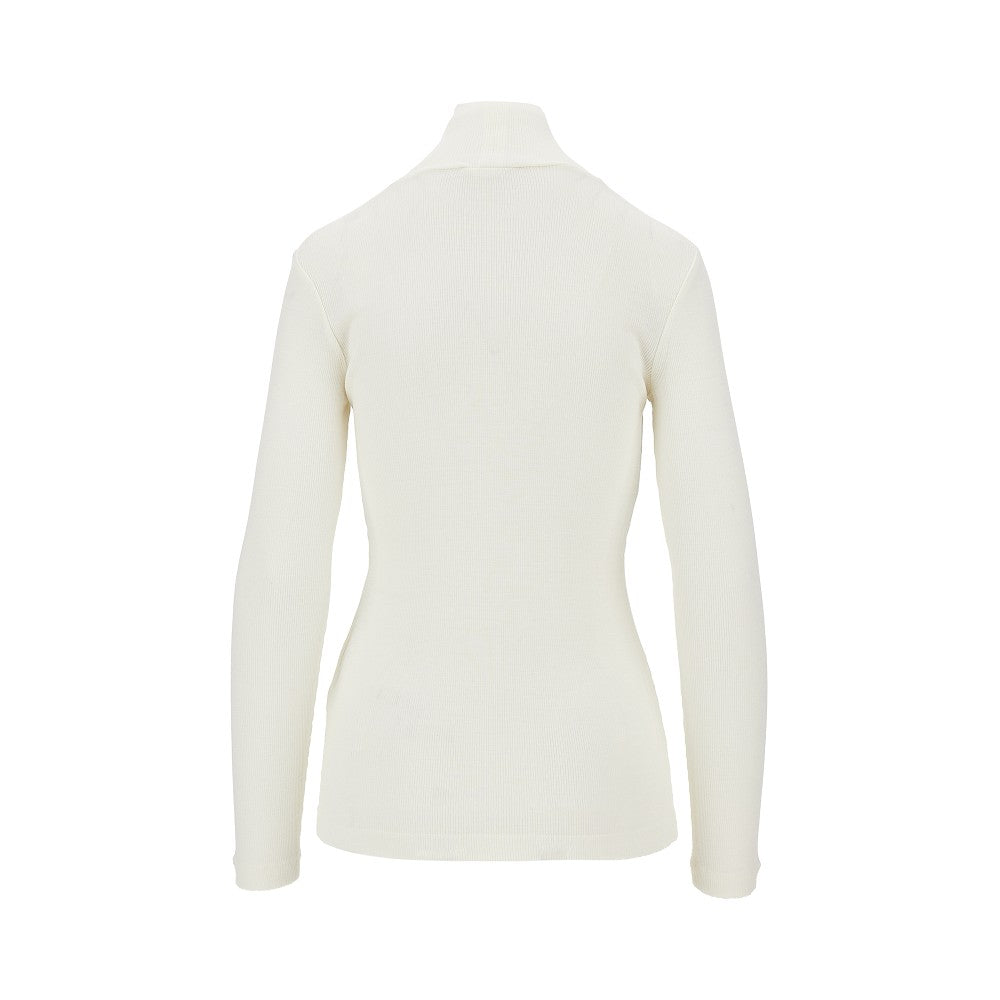 Wool jersey turtleneck top
