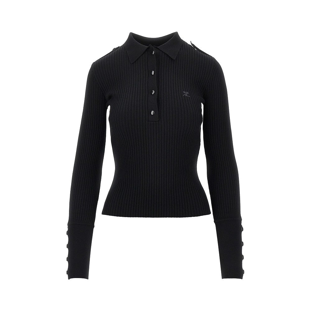 Polo in maglia a costine