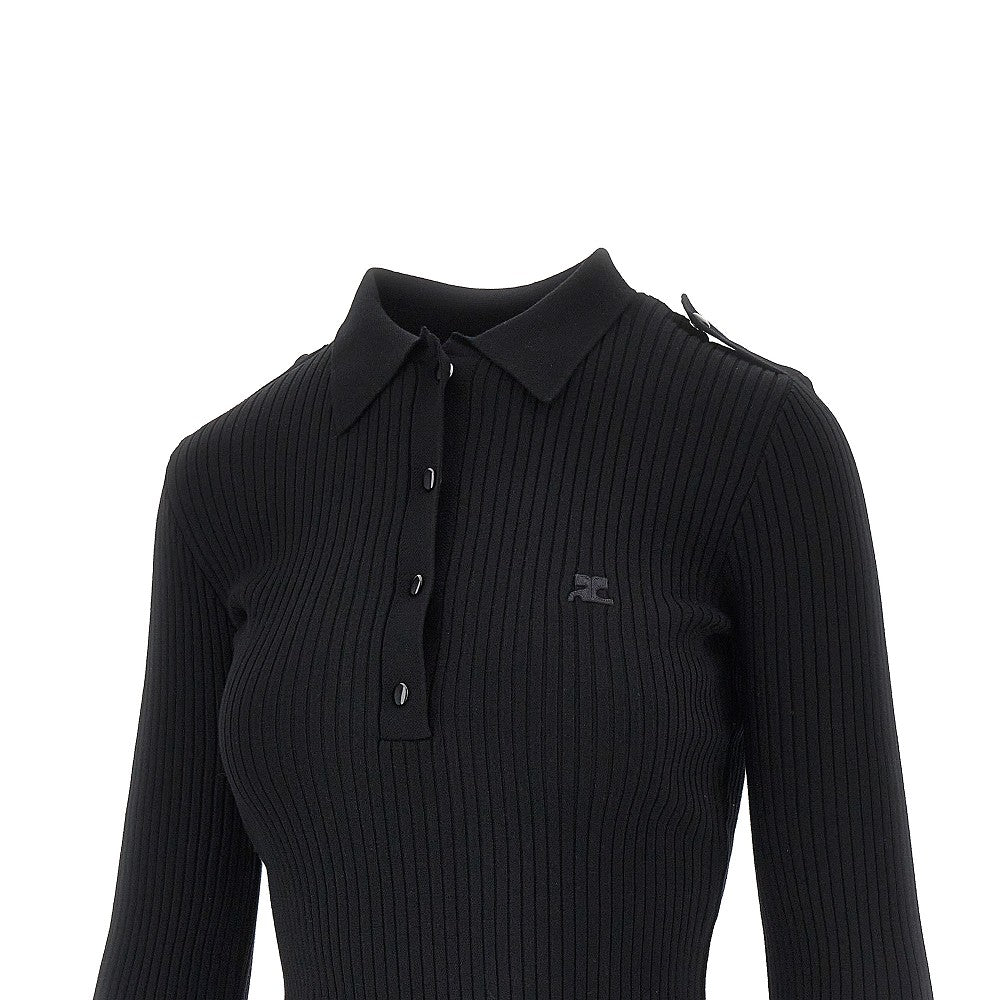 Polo in maglia a costine