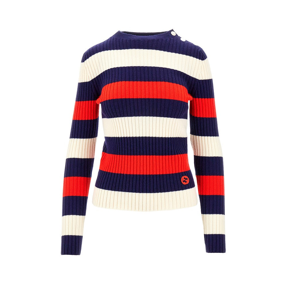 Striped ribbed wool sweater