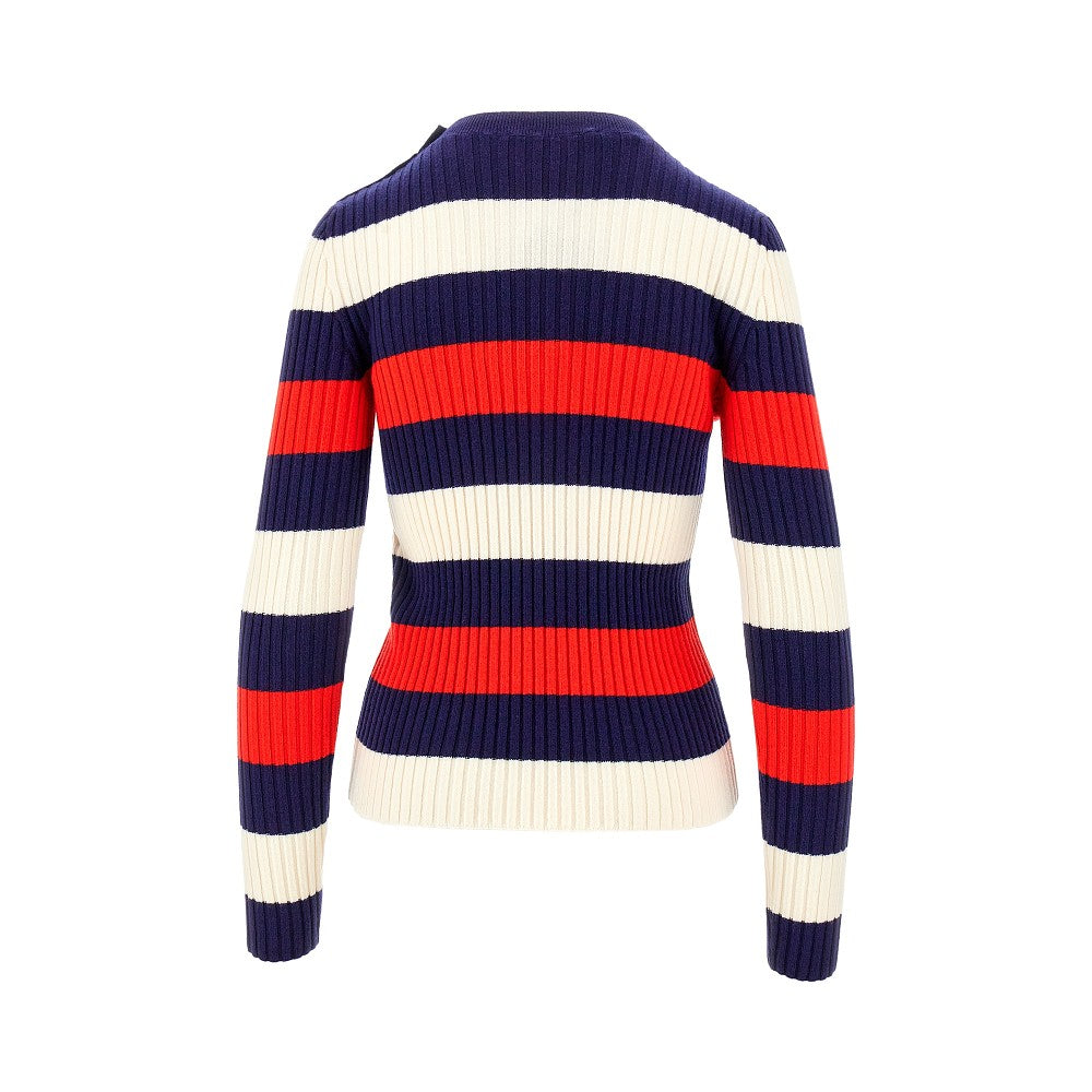 Striped ribbed wool sweater