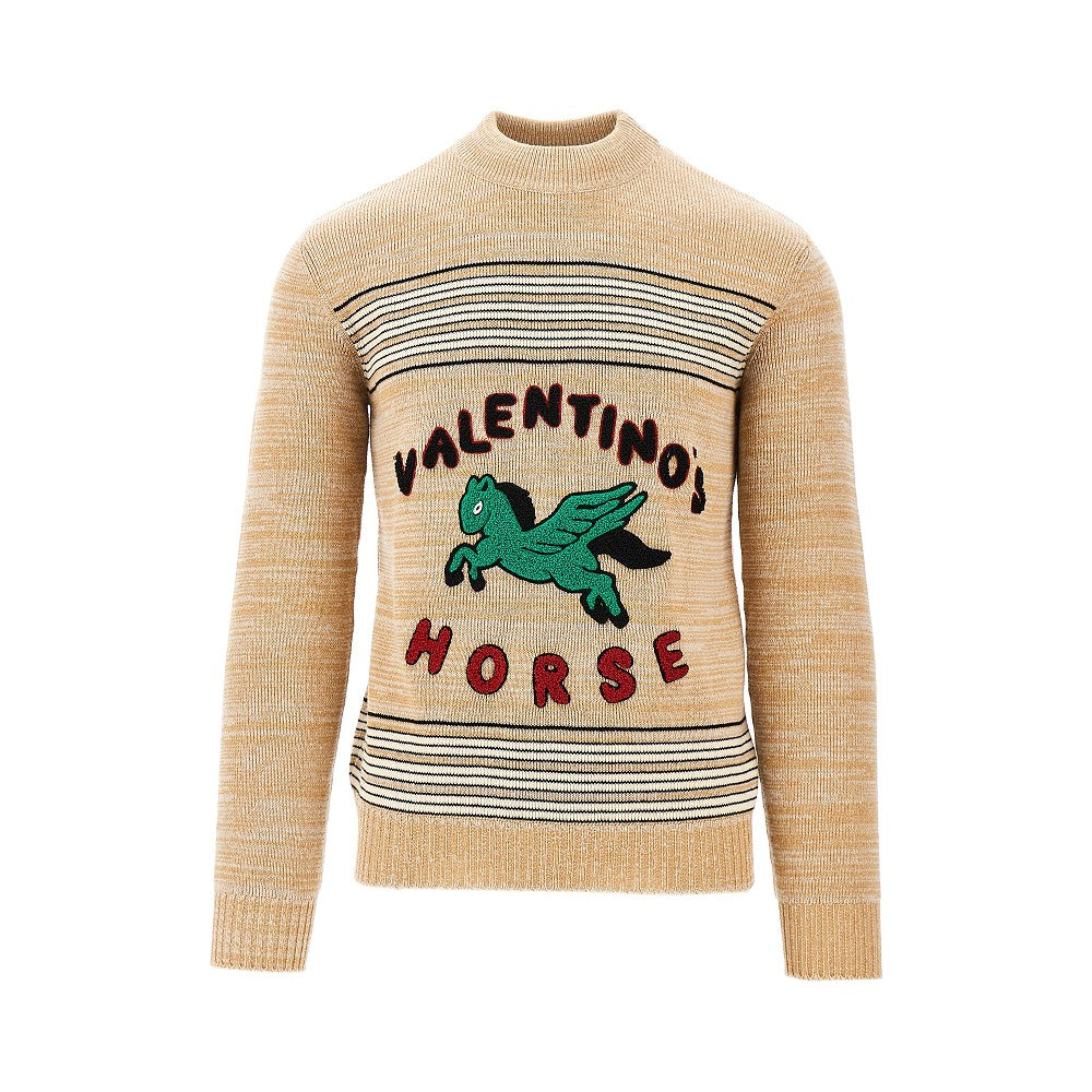 Embroidered wool and cotton sweater