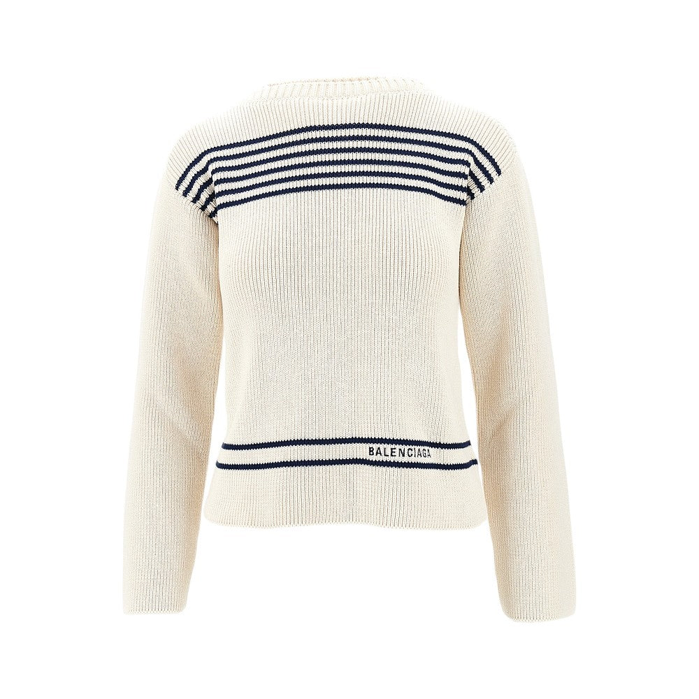 Pullover in cotone con scollo a barchetta