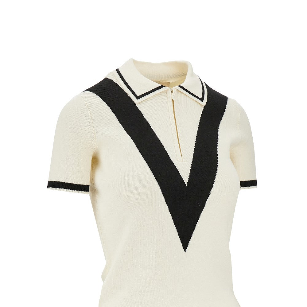 Polo in cotone con intarsio V