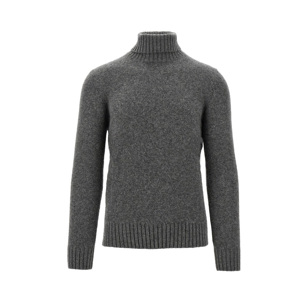 Pullover a collo alto in cachemire e seta